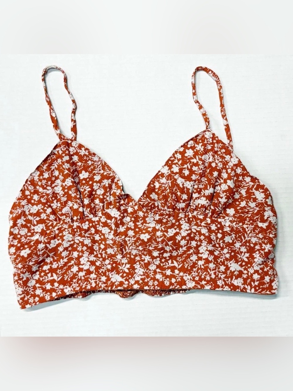 Orange Floral bralette Crop Top size Large